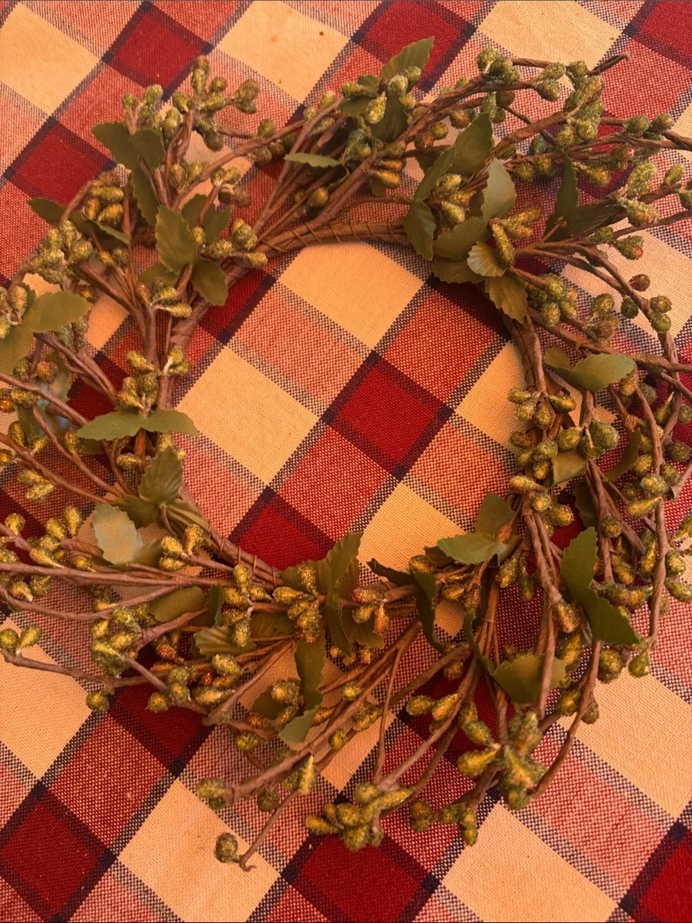 Natural Cream and Green Faux Berry Wreath Set -